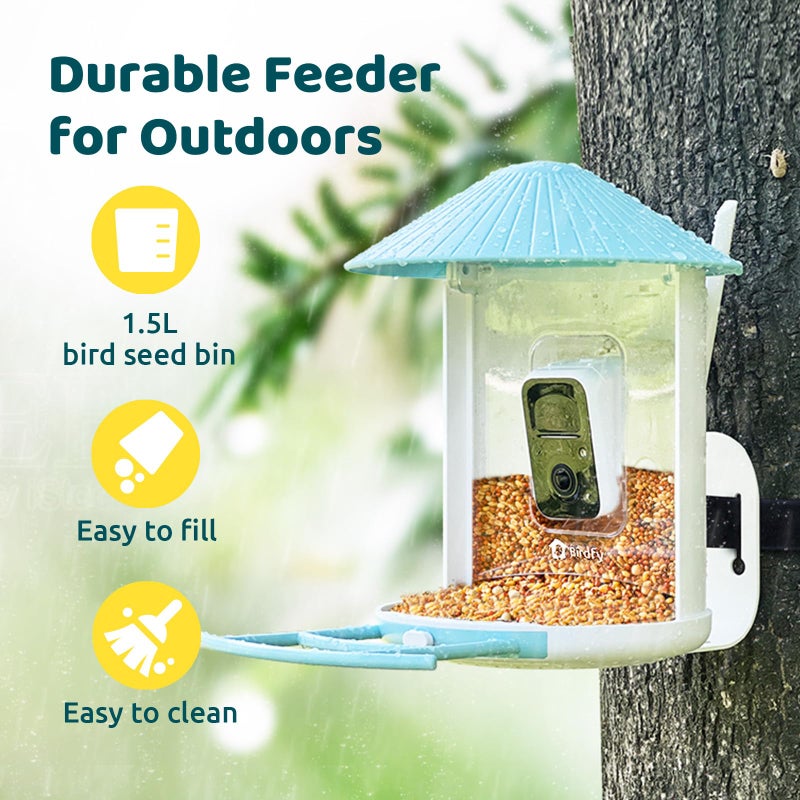 NETVUE by Birdfy AI Smart Bird Feeder with Camera Solar Powered  AI Auto Capture Each Bird Come & Identify 6000+ Bird Species  Cloud Store Bird Videos & Birdwatching On Live  Ideal Gift (Blue) - Image 5